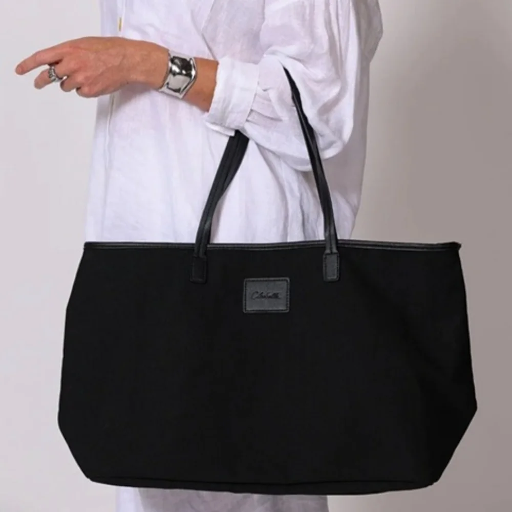Cleobella Large Black Canvas Tote Shoulder Bag